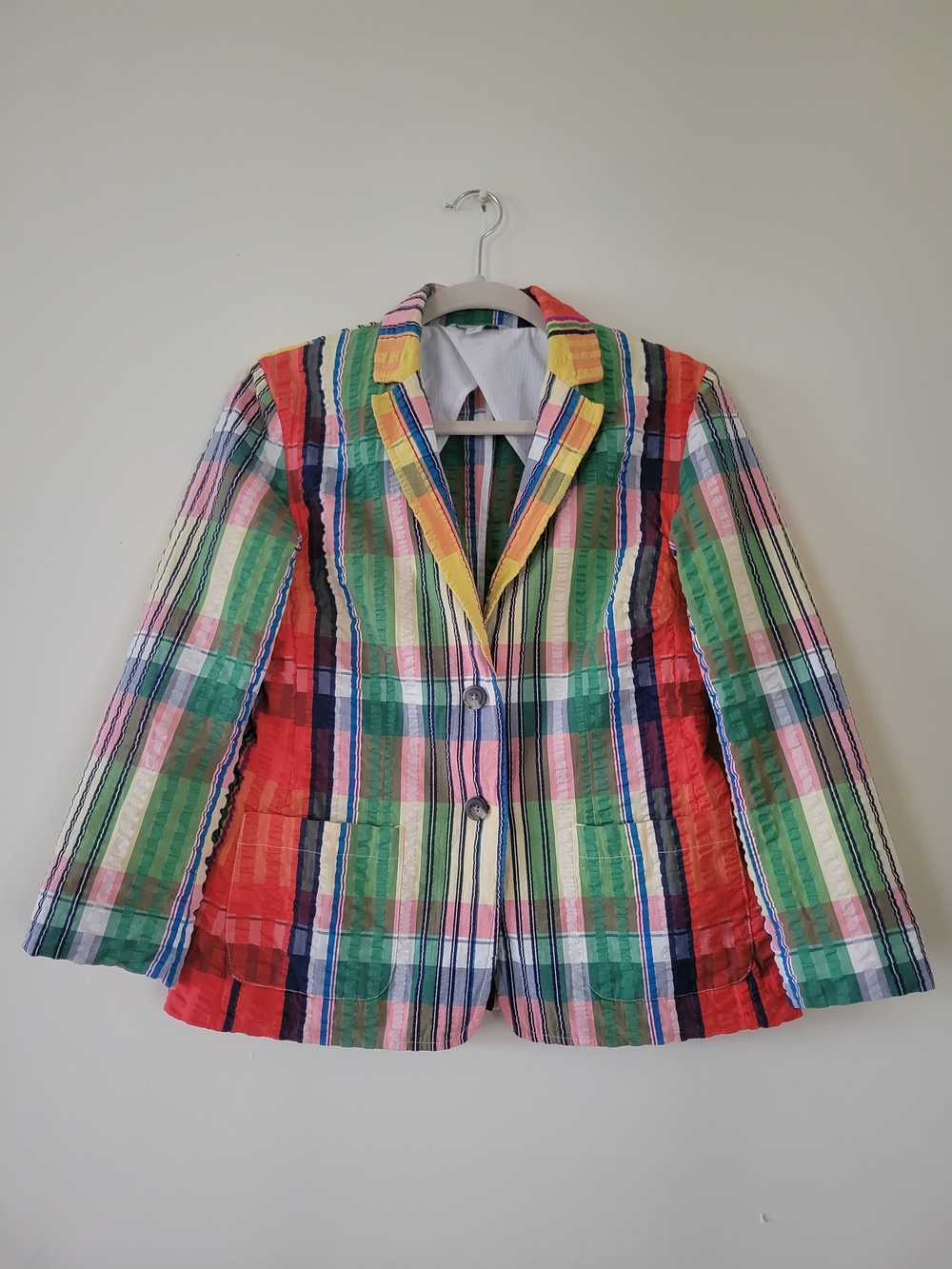 Signature Multicolor Plaid Blazer with Red, Green & Yellow Accents
